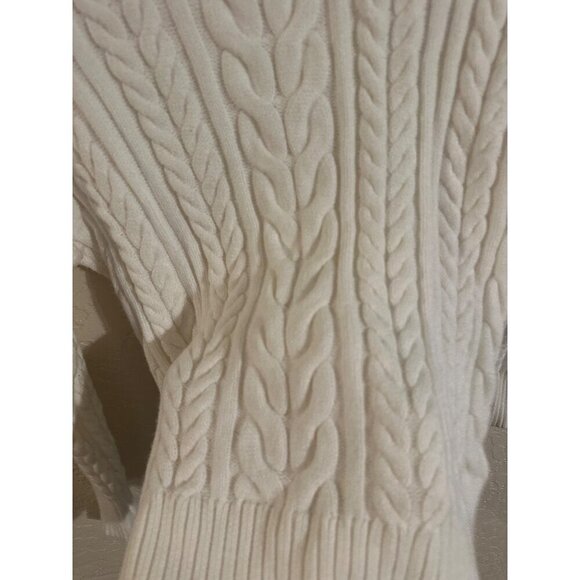 Philosophy Ivory Crewneck Winter Cable Knit Fisherman Sweater - Picture 5 of 8